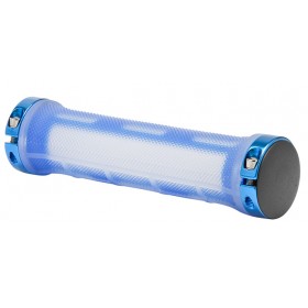 Грипсы XH-G89BL 130 мм с кольцами алюм. прозрачно-синие в инд. упаковке